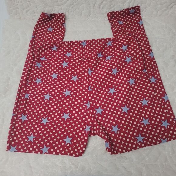 LuLaRoe LLR TC Leggings Americana Pattern Patriotic Stars and Polka Dots - Picture 4 of 9